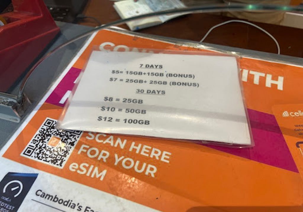 Cellcard SIM card plans at Cambodia airports